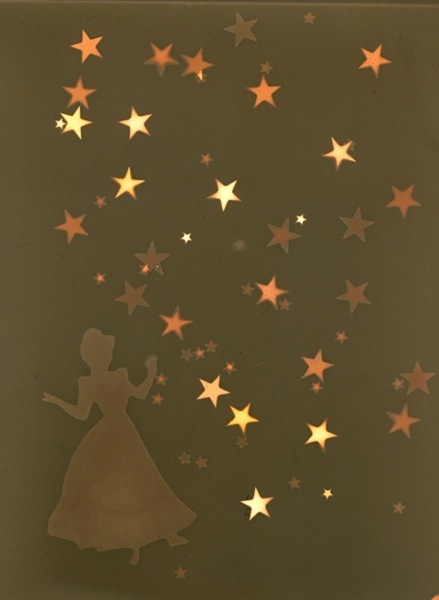 Dream Big by Natasha Sanchez | A sparkly lumen print using black and white photo paper, princess cut out, metallic stars and the su Dream Big